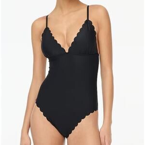 J. CREW Scalloped Black One Piece Swimsuit Size Small